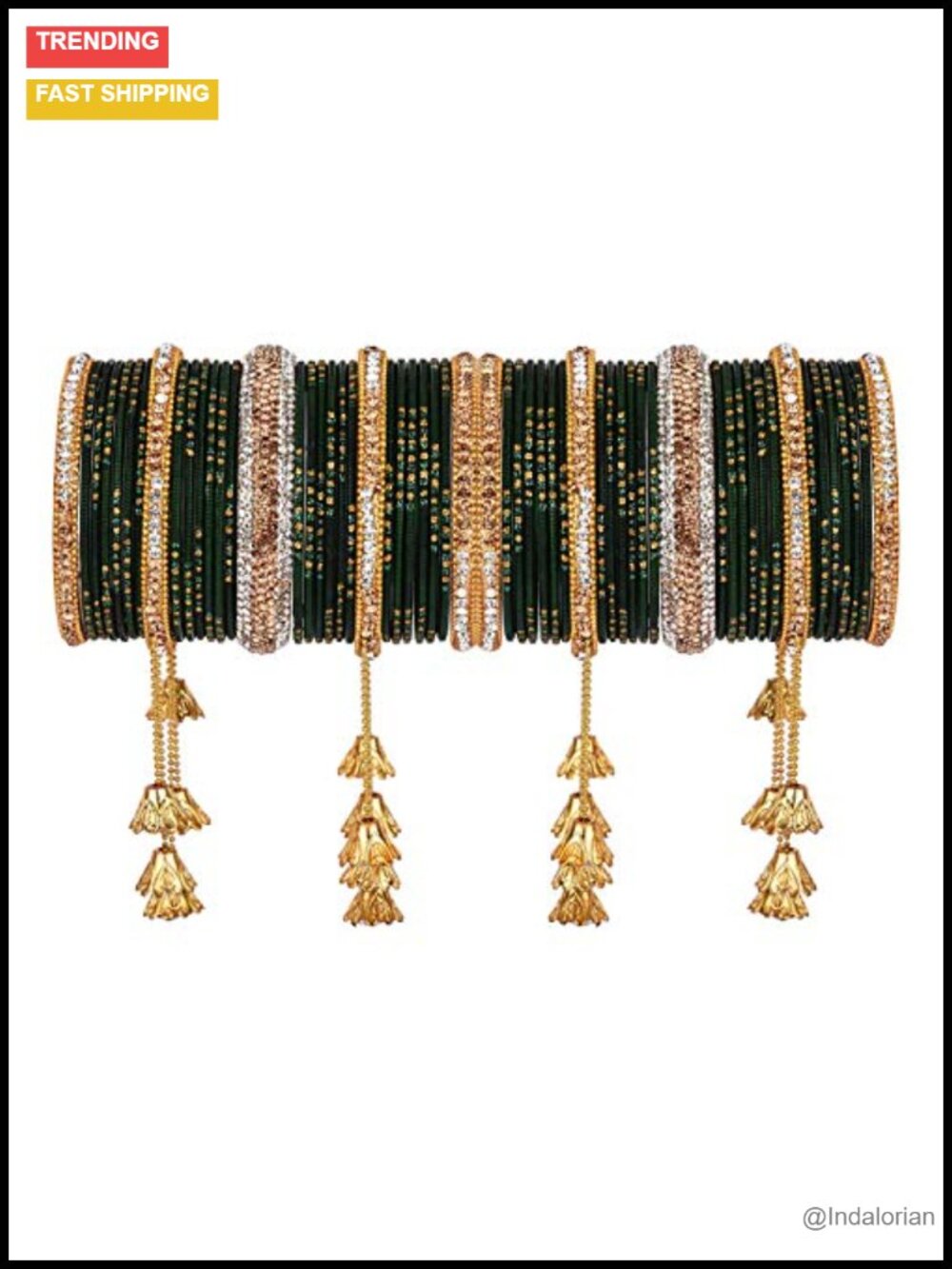 Bridal Crystal Bangle Set with CZ Stones - 58 Piece Indian Jewelry for Wedding